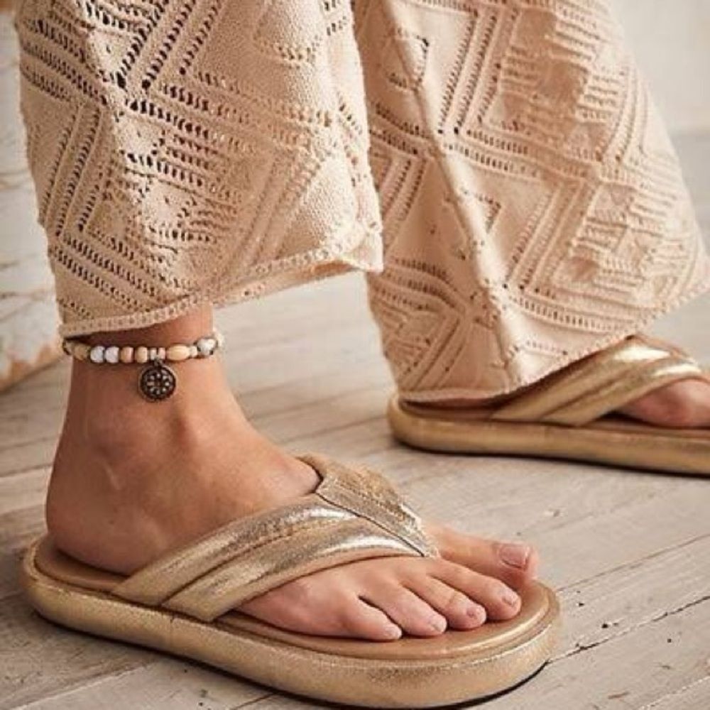 Free People Metallic Gold Sandals